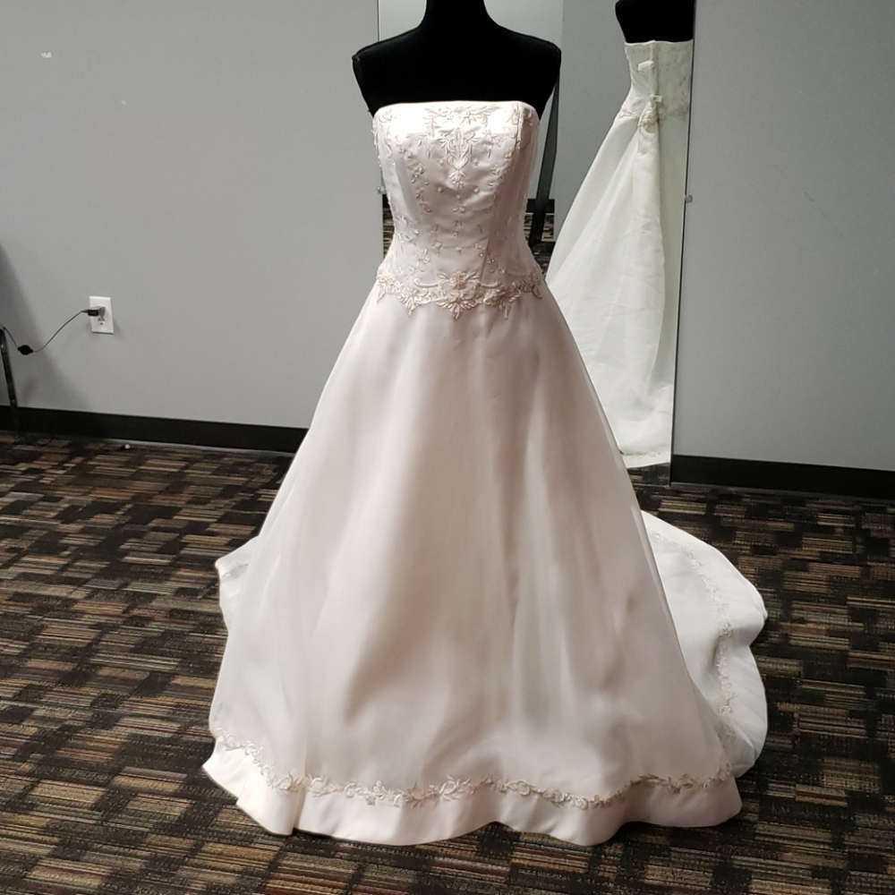 David's Bridal, strapless, embroidery ,size 14
